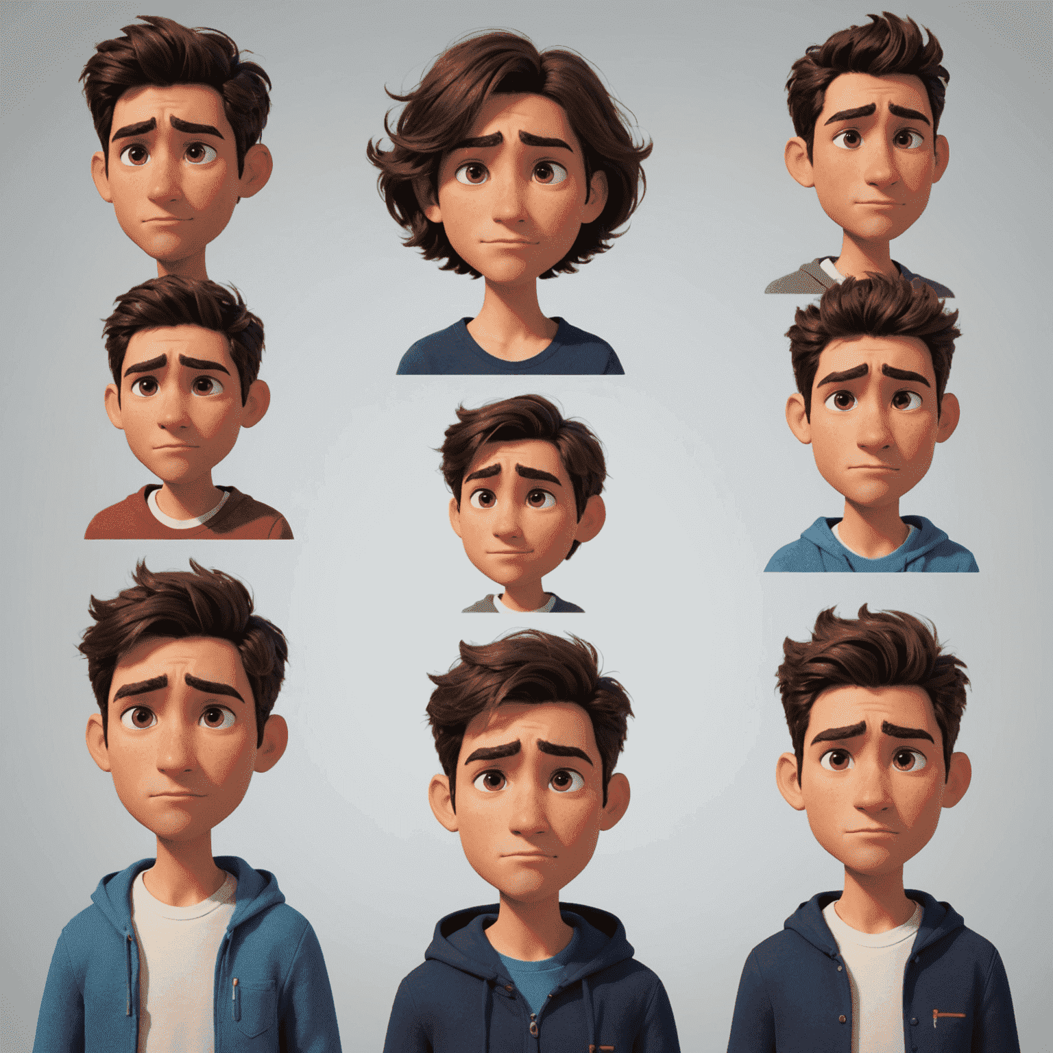 A series of expressive 2D character animations created using FlipaClip, showcasing various emotions and movements